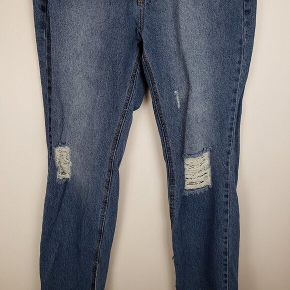Avec Les Filles Straight Leg Jeans High Rise Distressed Split Hem Womens Size 2 - Picture 3 of 11